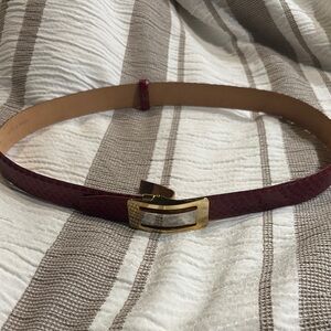 Elegant Burgundy Leather Belt with Gold Buckle by Carlisle